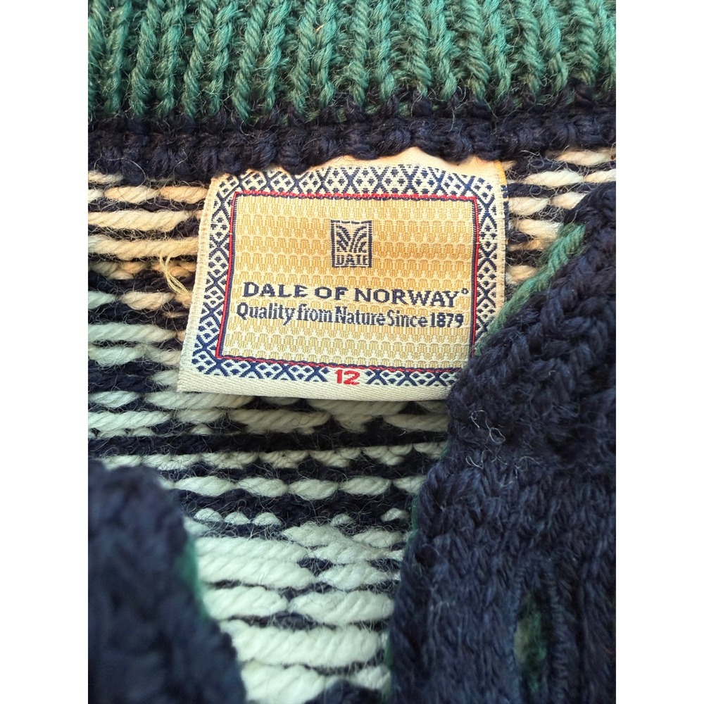 Dale of Norway Pure Wool Nordic Fair Isle Cardigan Sweater 12 M Vintage - Picture 2 of 8